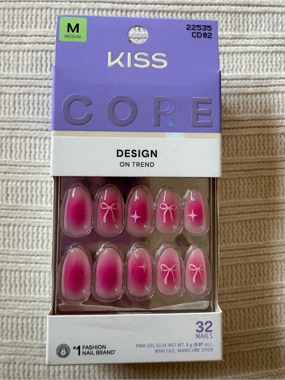 KISS Core Pink Ombre Press-On Nails with Bow & Star Accents